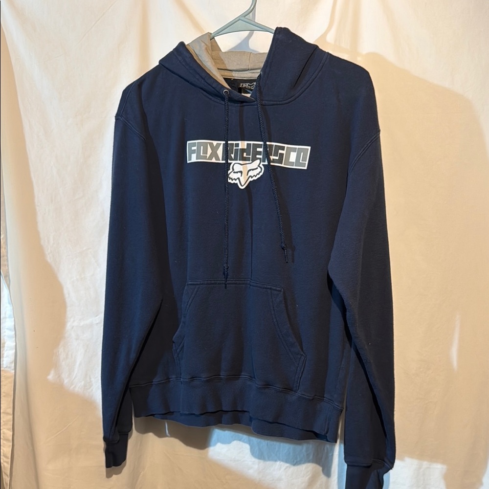Fox Blue Hoodie with Graphic Design